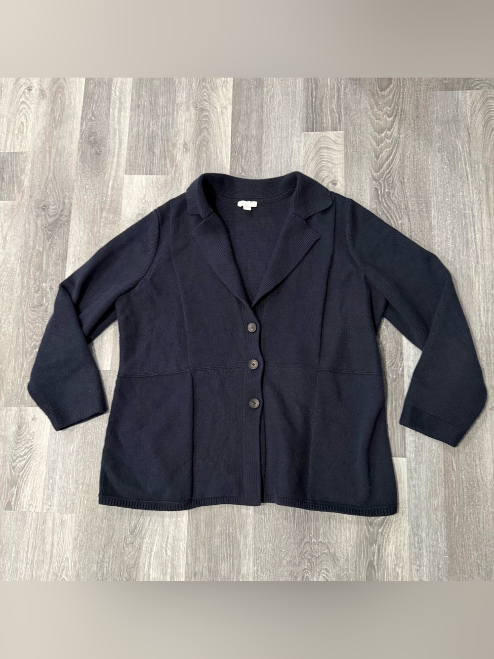 J. Jill Navy Blue Double-Knit Sweater Blazer Cardigan Jacket Women’s Size XL